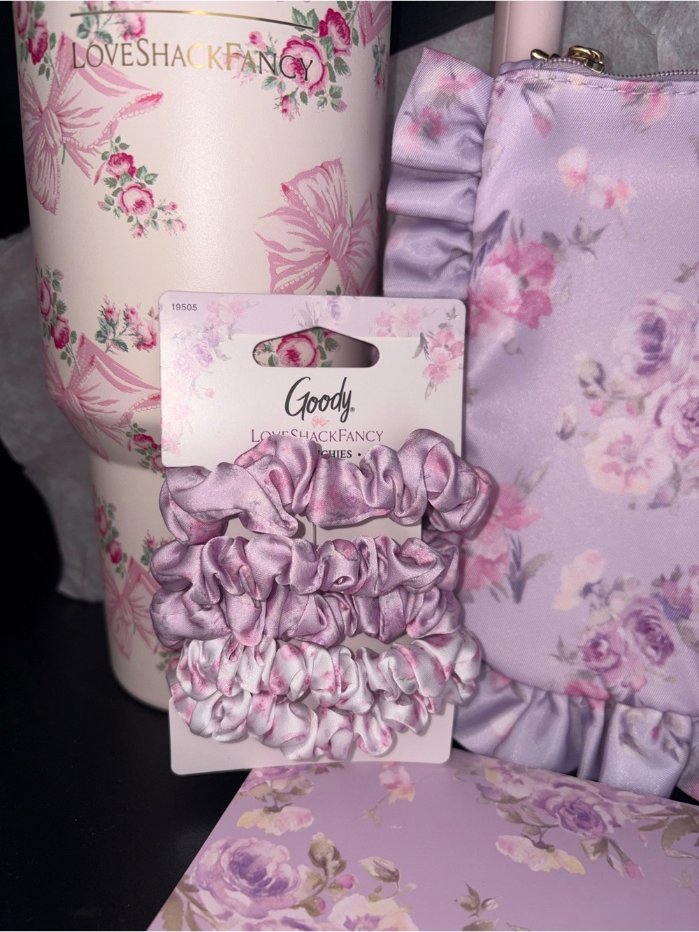 LoveShackFancy X Goody happy thoughts hibiscus scrunchies set